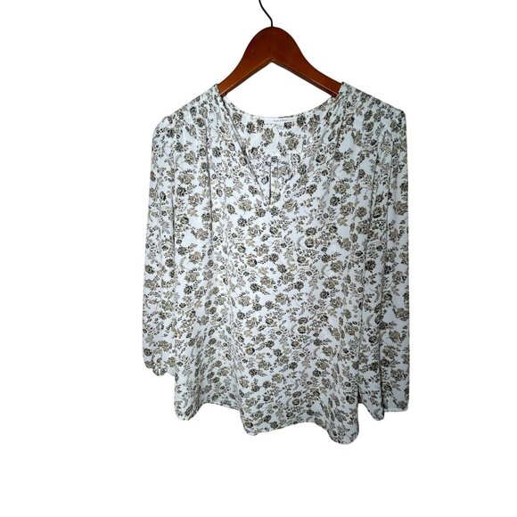 Fun2Fun Women's Floral Print Blouse L Career Work Top Casual Summer Cottage - Picture 8 of 9